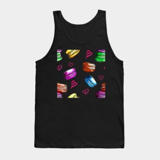 Sweet Macaron Dreams and Hearts Watercolour Tank Top